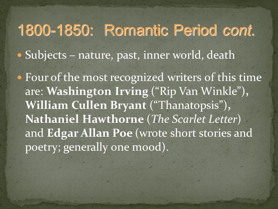 An analysis of the romantic era writers washington irving and edgar allan poe
